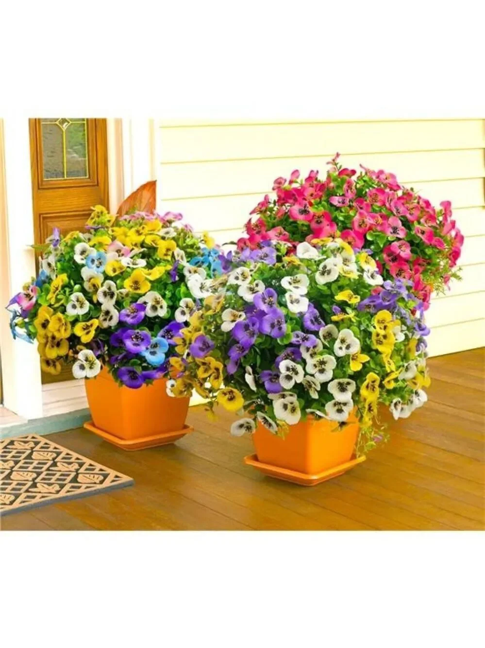 Artificial Outdoor Flowers UV Resistant Fake Plants Porch Garden Patio Decor